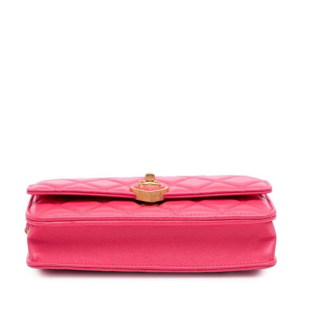 Pre Loved chanel Quilted Wallet on Chain Women Pink Crossbody Bags - Picture 3 of 8